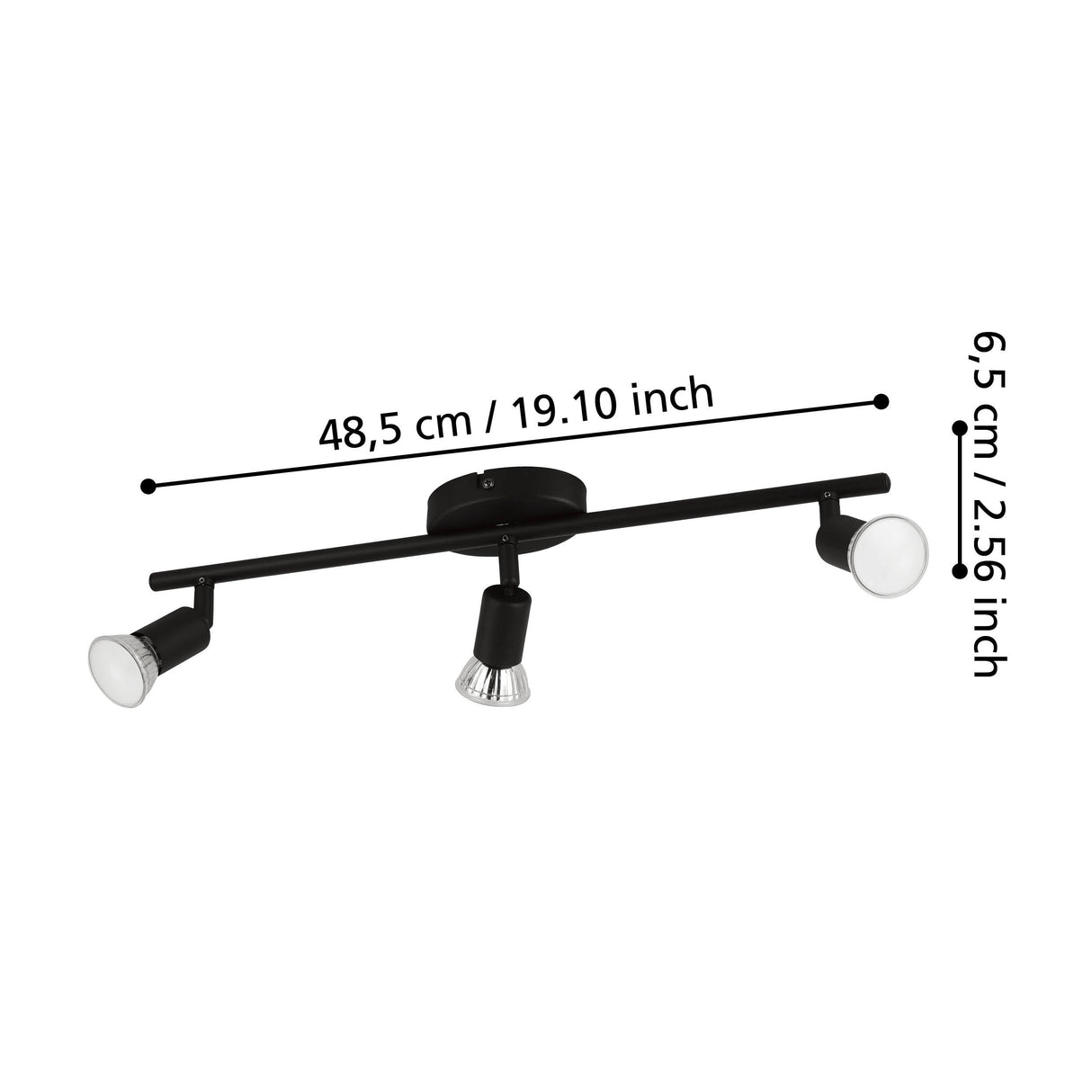 Eglo EU Buzz-LED Black Steel 3 Light Spotlight