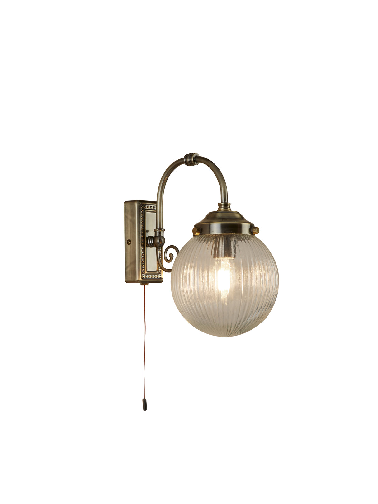 Belvue Wall Light - Antique Brass Metal & Clear Glass
