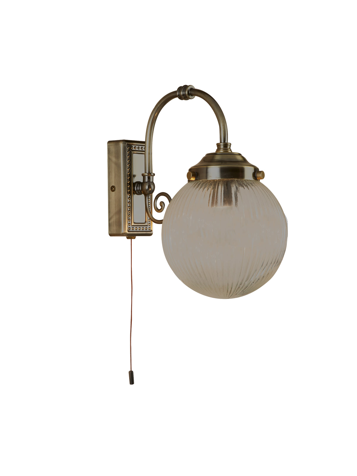 Searchlight Electric Belvue Wall Light - Antique Brass Metal & Clear Glass 3259AB
