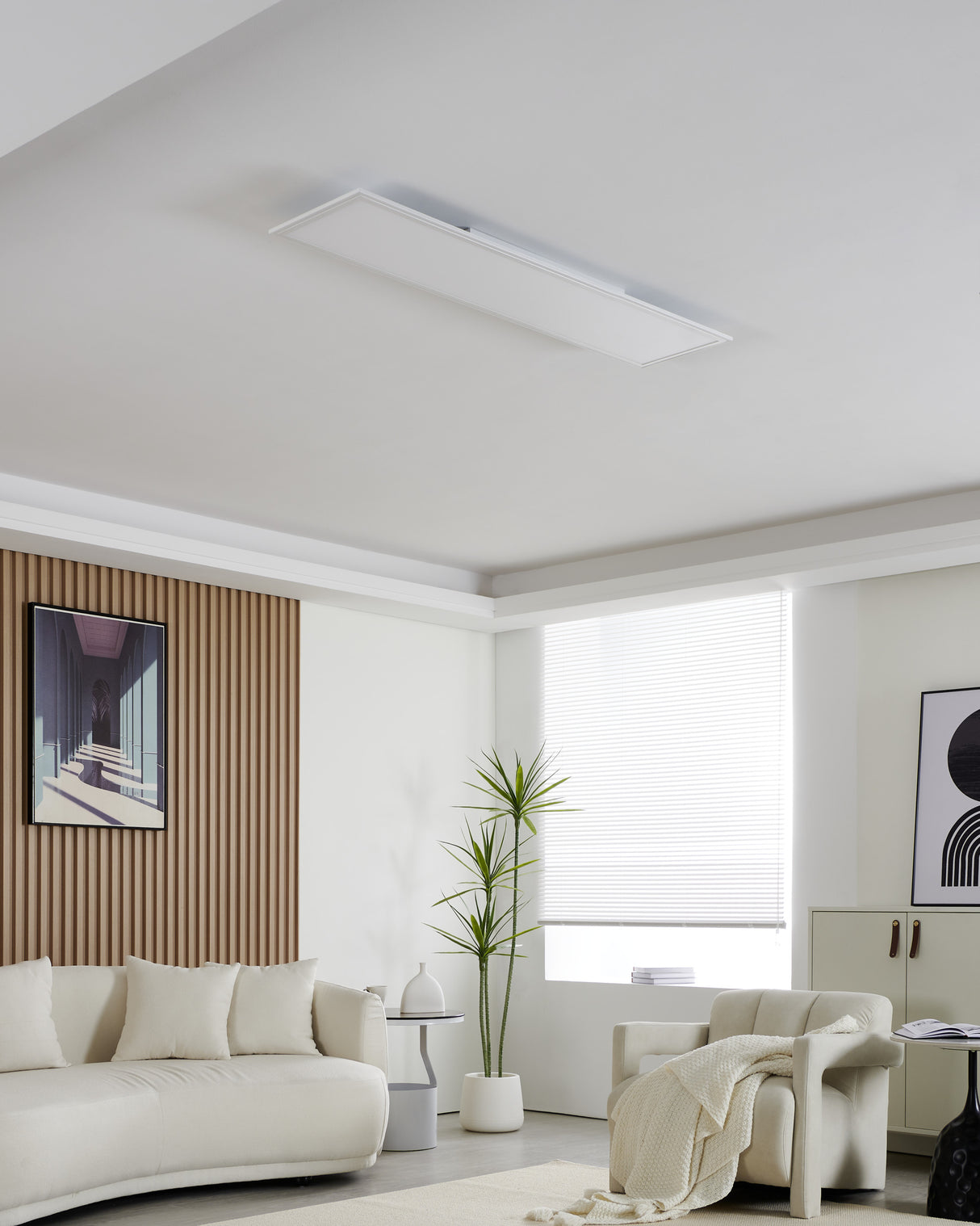Eglo EU Salobrena 1 White Aluminium LED Ceiling Light, 120cm