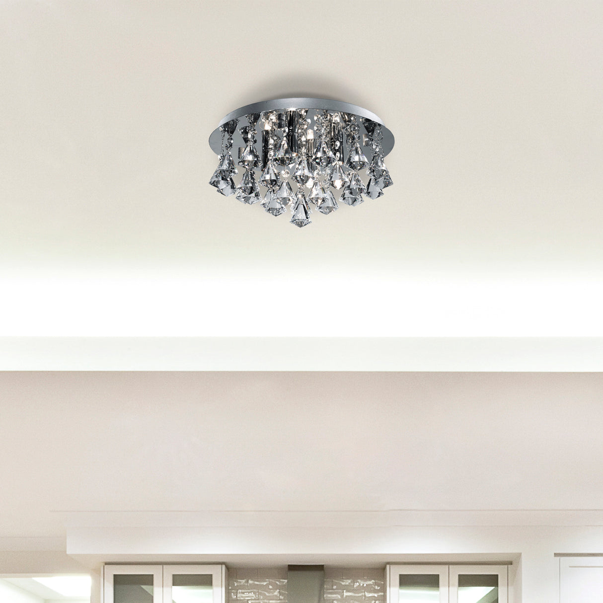 Searchlight Electric Hanna 4Lt Flush - Chrome Metal & Clear Crystal 3304-4CC