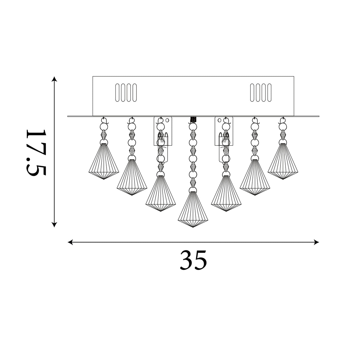 Searchlight Electric Hanna 4Lt Flush - Chrome Metal & Clear Crystal 3304-4CC