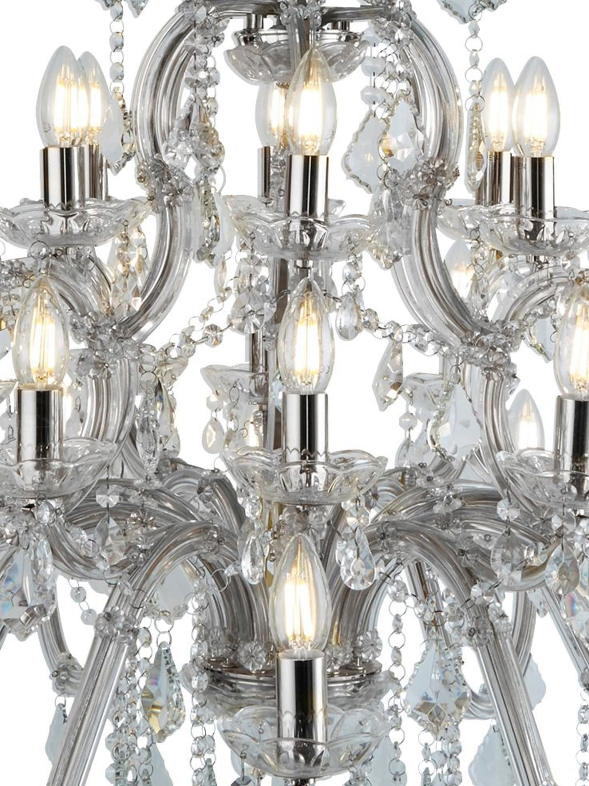 Searchlight Electric Marie Therese 30Lt Chandelier - Chrome Metal & Clear Crystal 3314-30