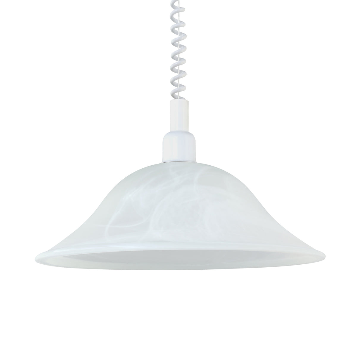 Eglo EU ALESSANDRA Pendant Light – White & Alabaster Glass, E27, Height Adjustable, Classic Indoor Pendant Lighting