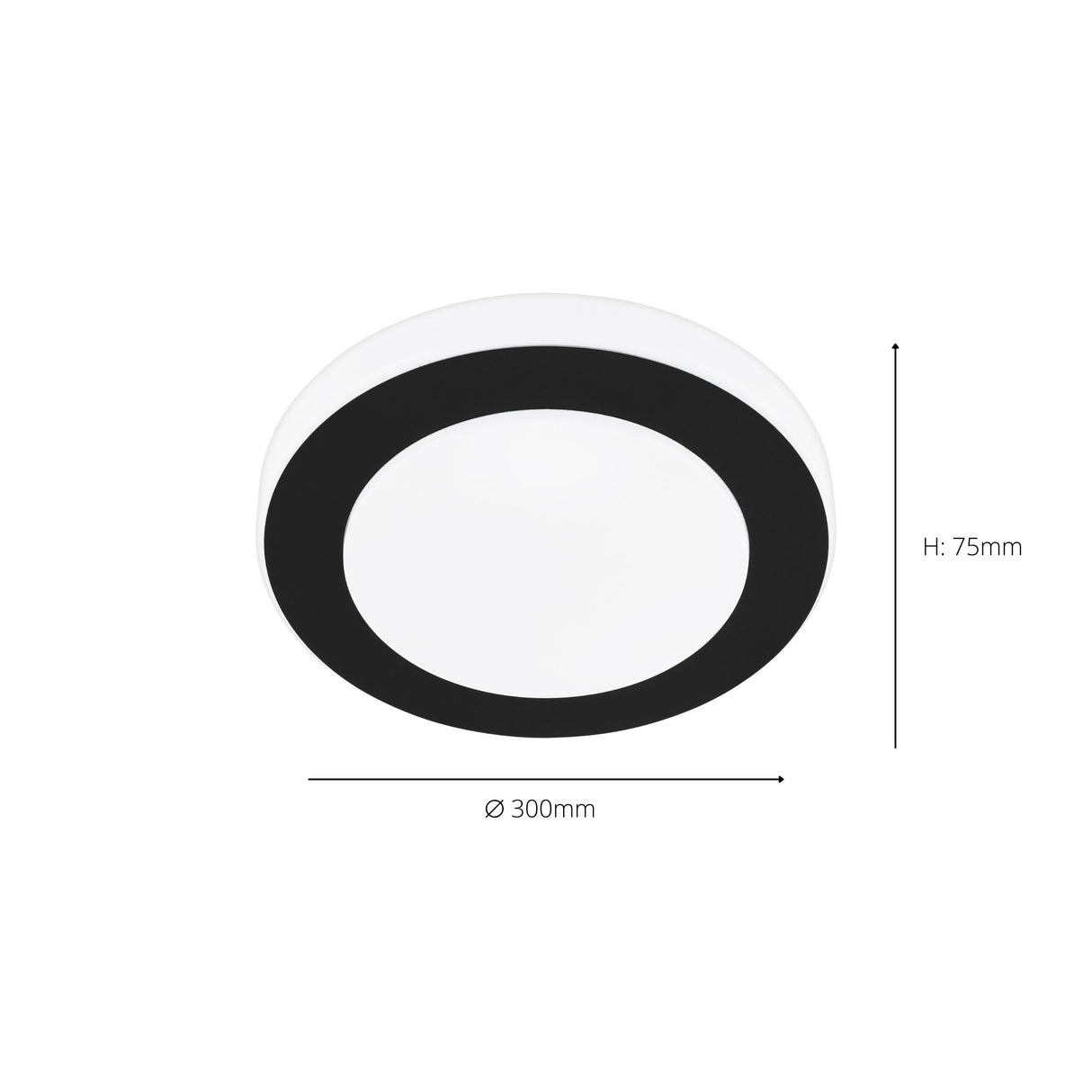Eglo EU LED CARPI Bathroom Wall or Ceiling Light – Black & White Finish, Warm White, 960?lm, IP44