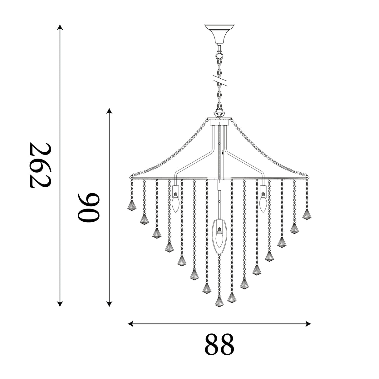 Searchlight Electric Dorchester 7Lt Pendant - Chrome & Crystal 3497-7CC
