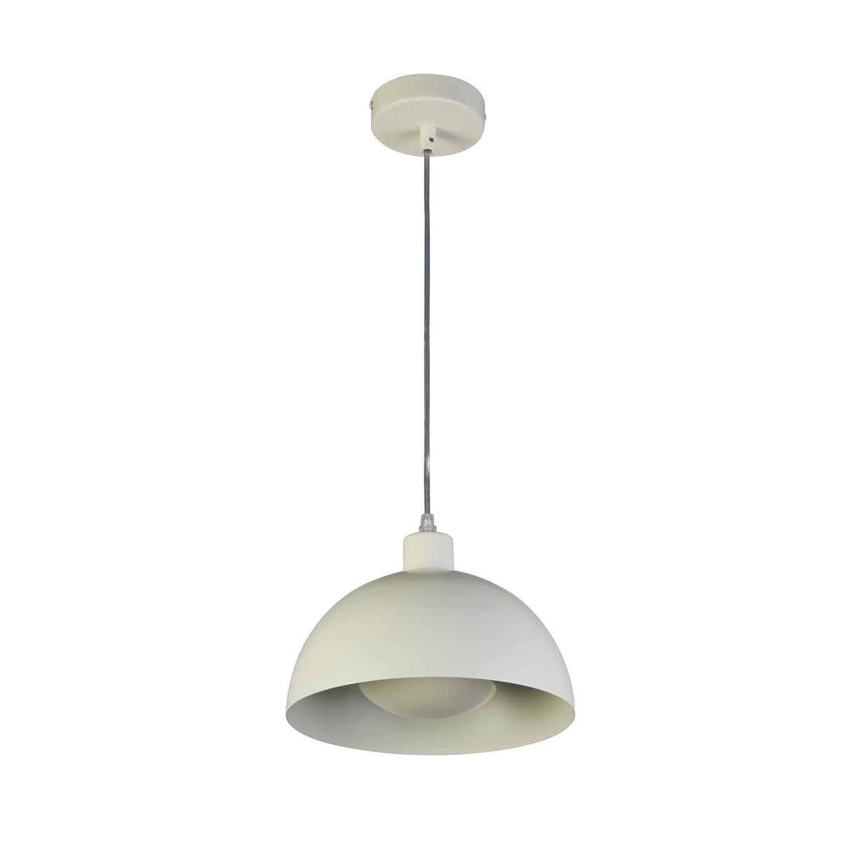 Searchlight Electric Mars 1LT Pendant, Matt Cream Metal & Cream Inner 40cm 35411CR
