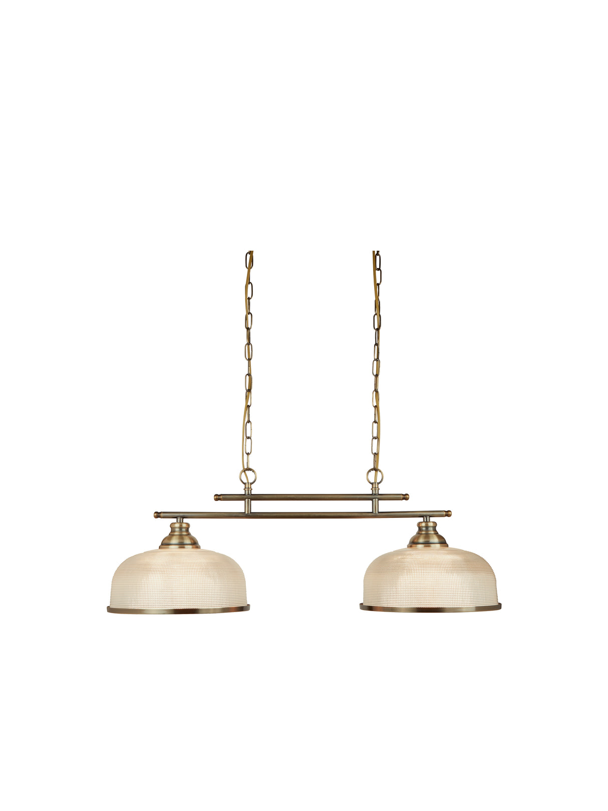 Bistro II 2Lt Pendant- Antique Brass & Holophane Style Glass