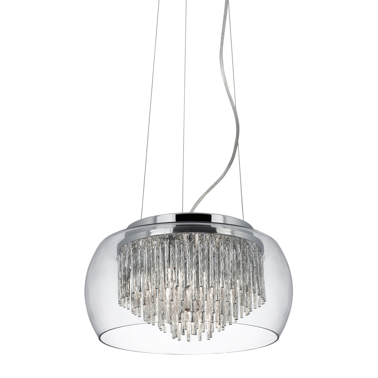 Curva 4Lt Pendant - Chrome Metal & Crystal Glass