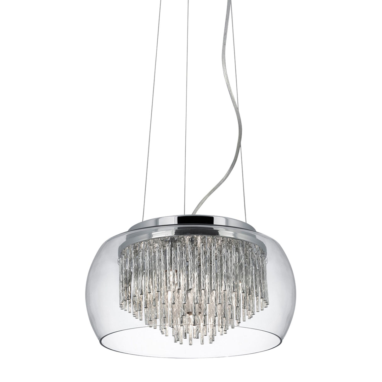 Searchlight Electric Curva 4Lt Pendant - Chrome Metal & Crystal Glass 3624-4CC