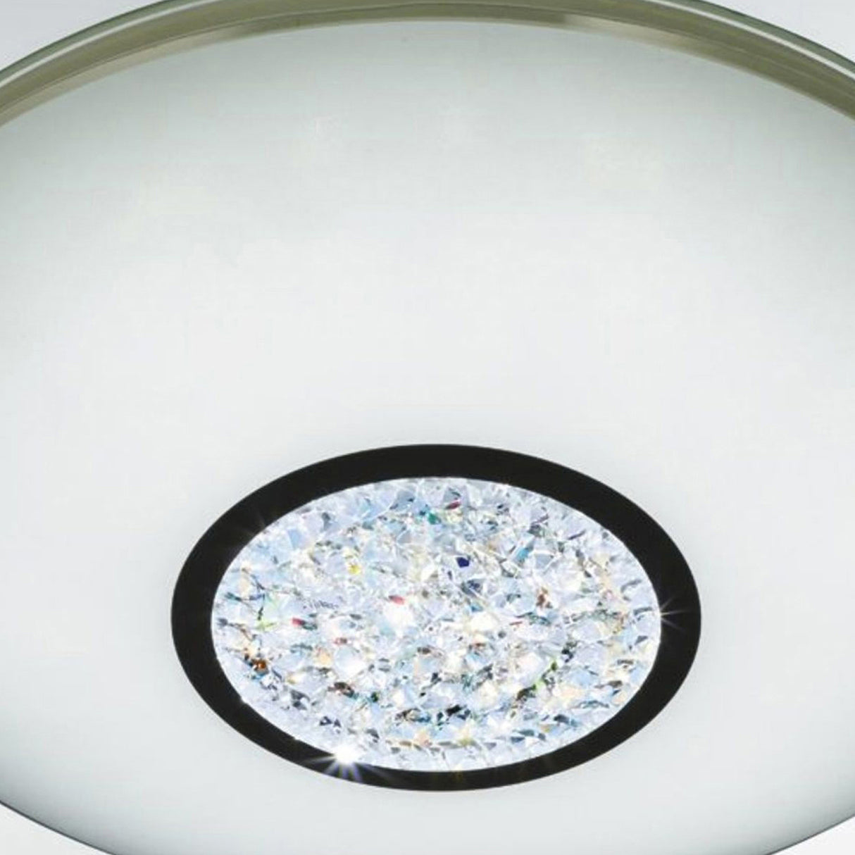 Searchlight Electric Portland LED Flush - Chrome, Mirror, White Glass Shade, IP44 3883-41
