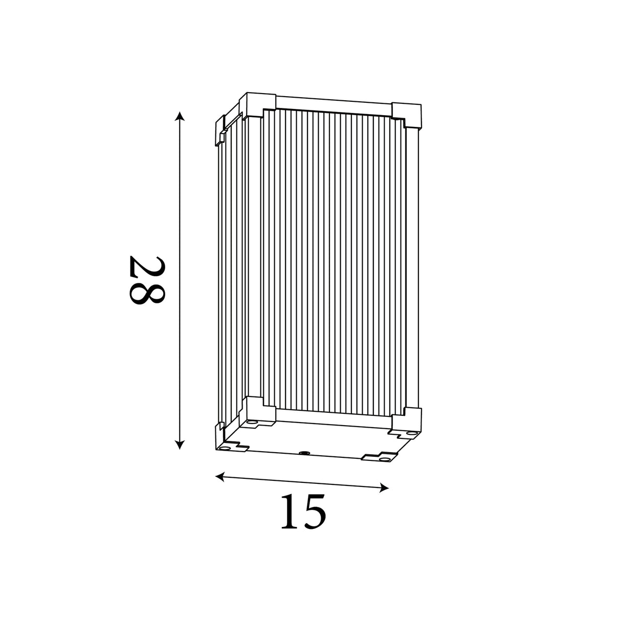 Searchlight Electric Cincinnati Outdoor Wall Lamp Aluminium, Clear ribbed glass 39340BK