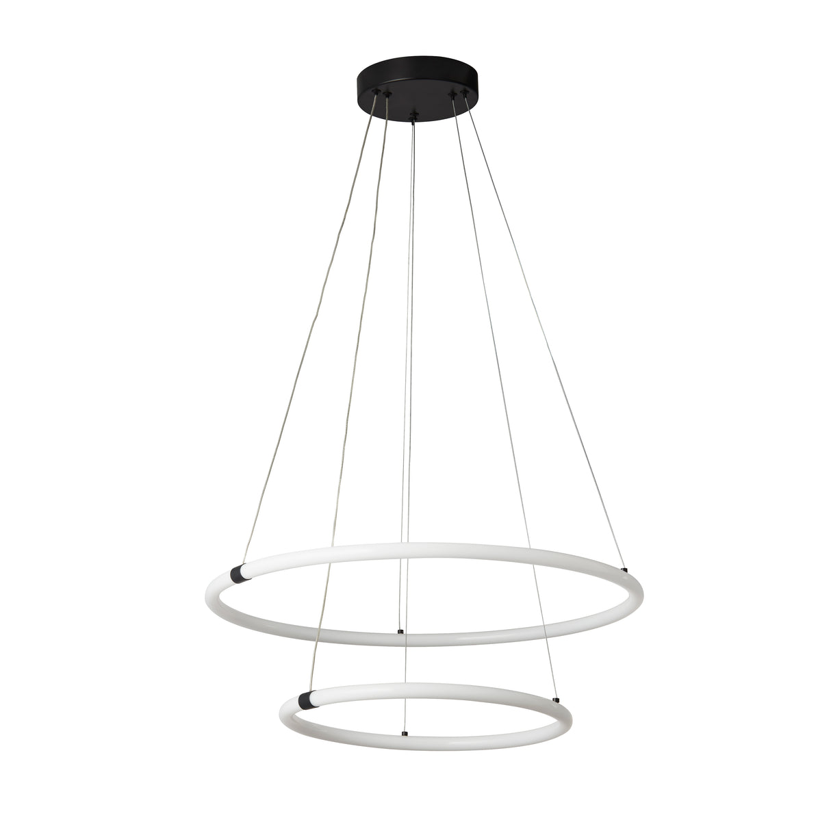 Searchlight Electric Revolve 2Lt Ring Pendant - Black Metal & Opal Tubes 40176-2BK