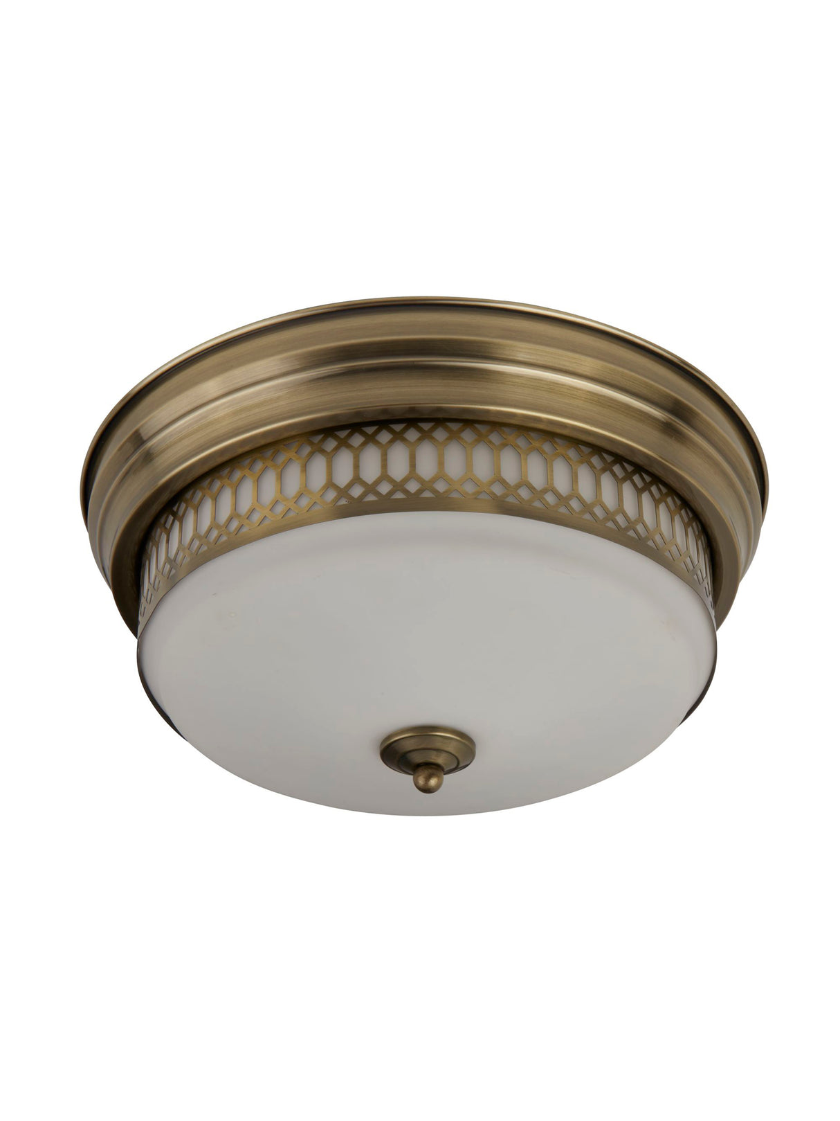Searchlight Electric Edinburgh 2Lt Flush - Antique Brass Metal & Acid Glass 4132-2AB