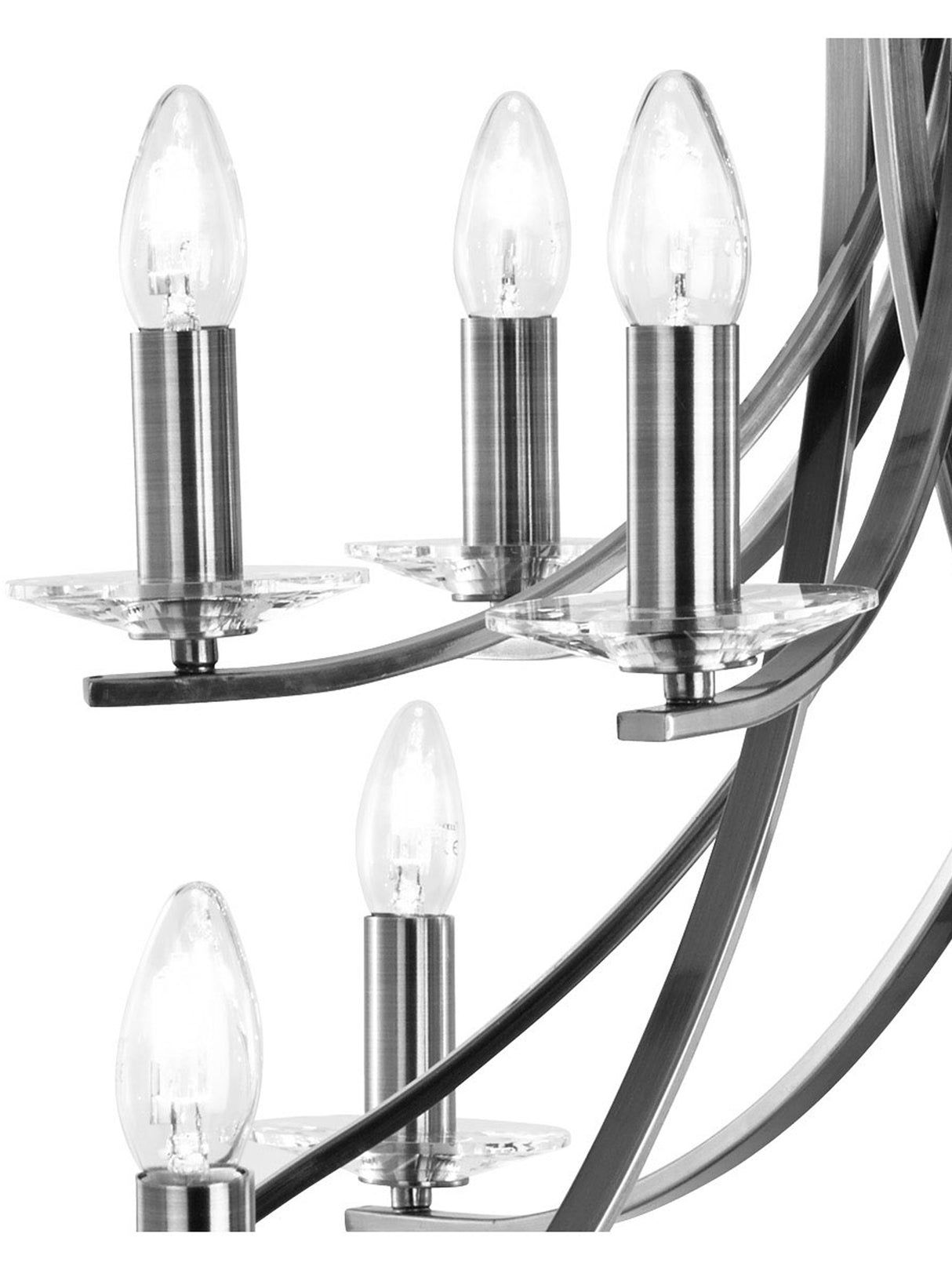 Searchlight Electric Ascona 12Lt Pendant - Satin Silver & Clear Glass Sconces 41612-12SS