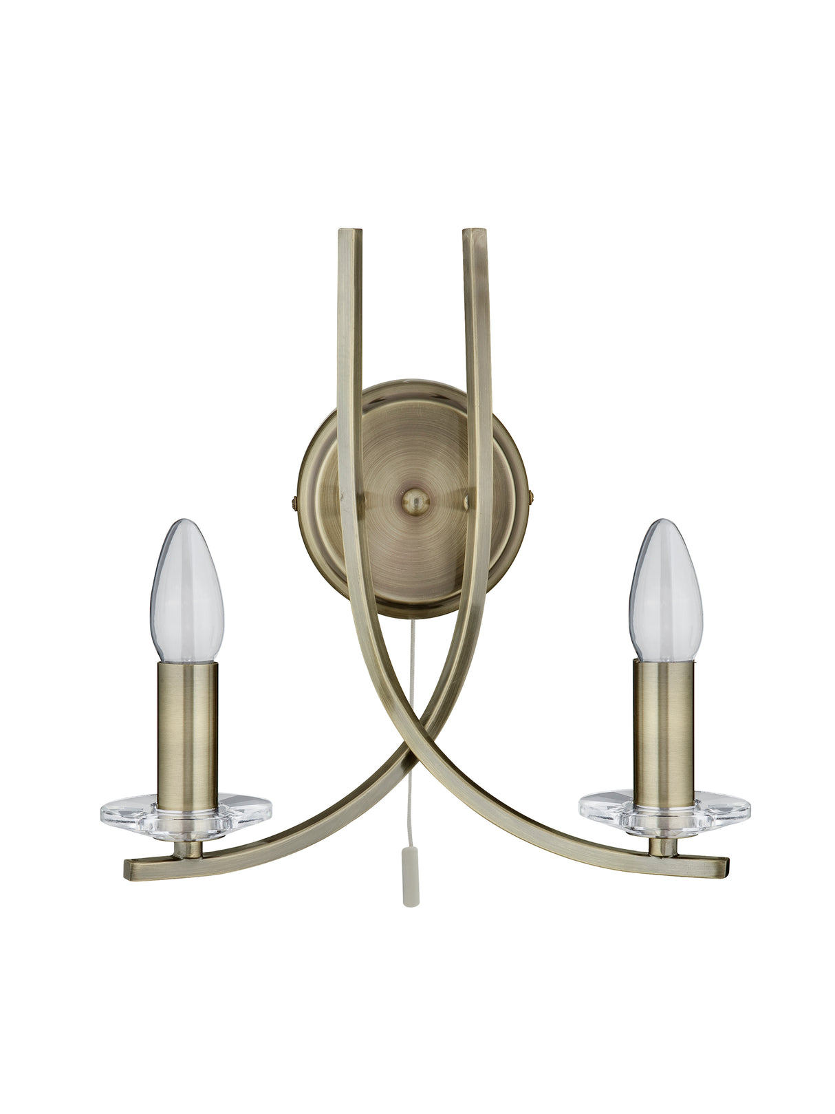 Searchlight Electric Ascona 2Lt Wall Light - Antique Brass Metal & Glass 4162-2AB