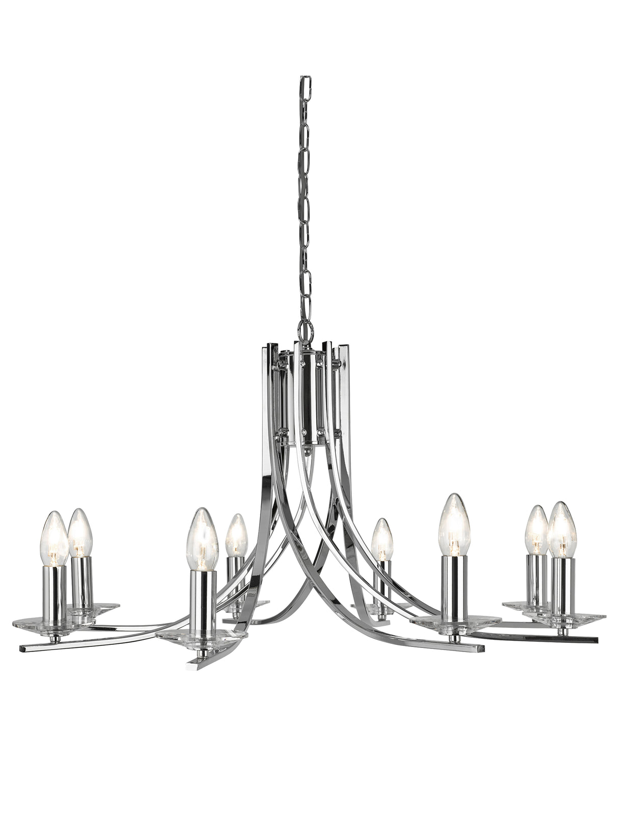 Ascona 8Lt Pendant - Chrome Metal & Glass