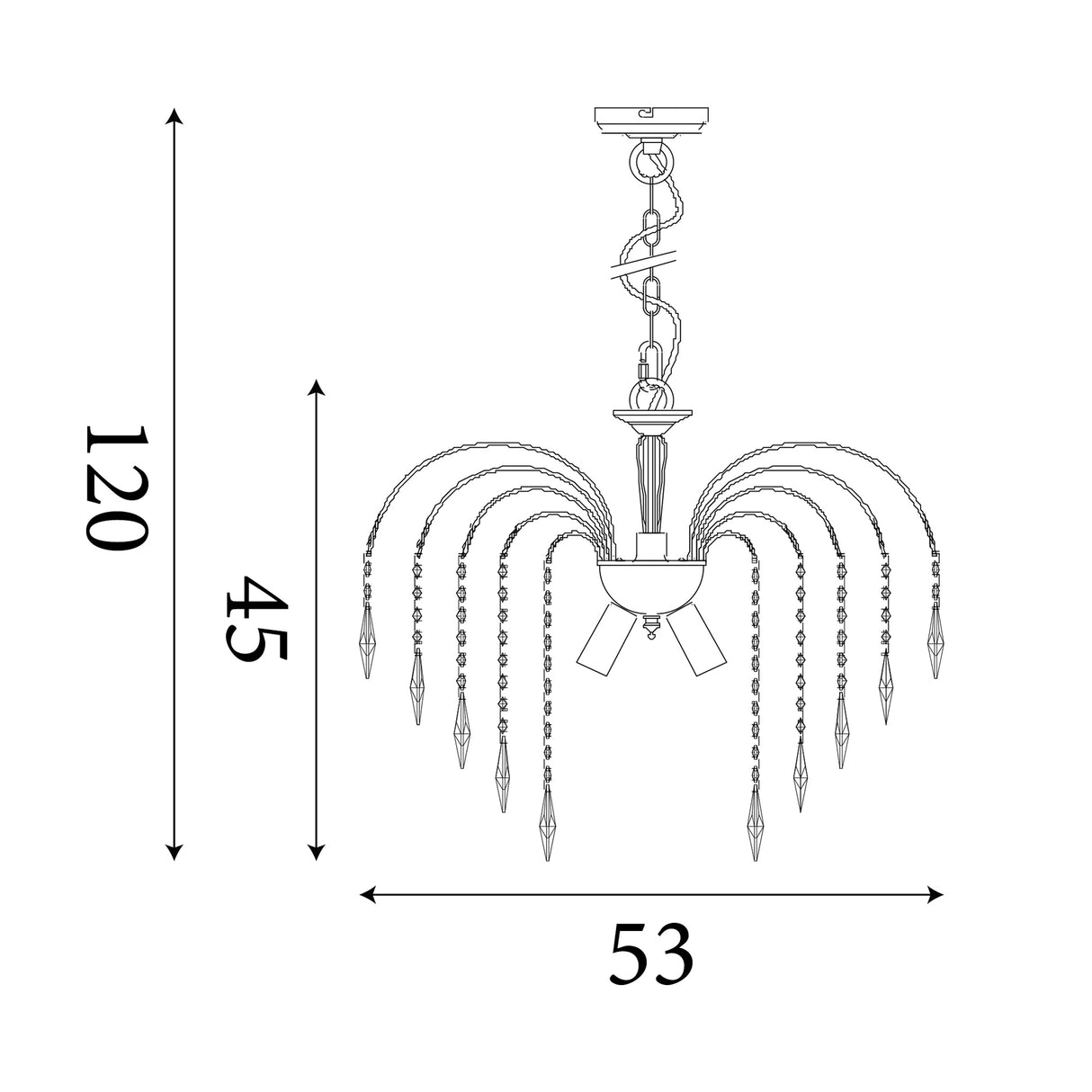Searchlight Electric Waterfall 5Lt Pendant - Chrome Metal & Crystal 4175-5