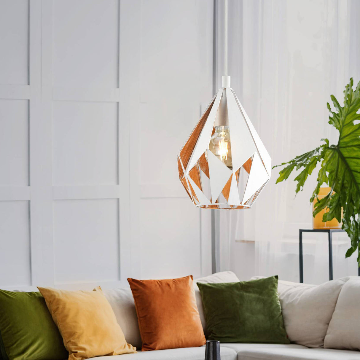 Eglo EU Carlton 1 Single Pendant Light E27 White Gold