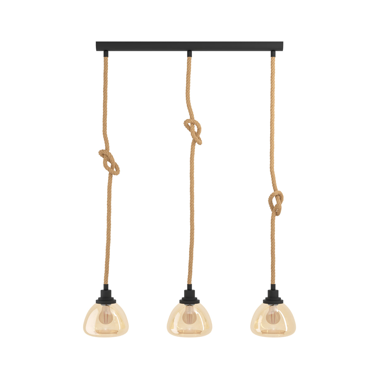 Eglo EU Rampside 3 Set Pendant E27 Black Rope Amber