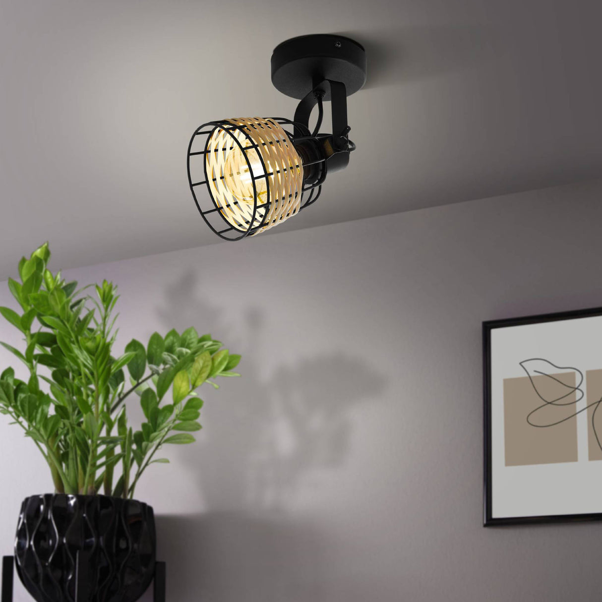 Eglo EU Anwick 1 Wall Light/Down Light Black Rattan