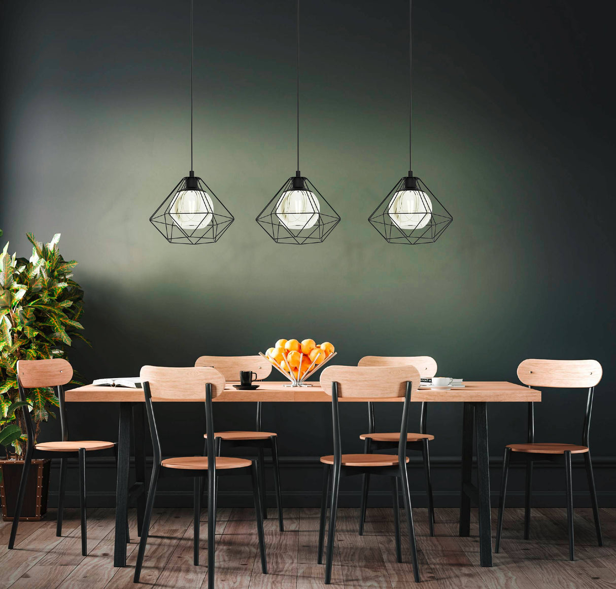 Eglo EU VERNHAM Pendant Ceiling Light – Black Steel with Smoked Glass Shades, E27, Height Adjustable, Indoor Lighting