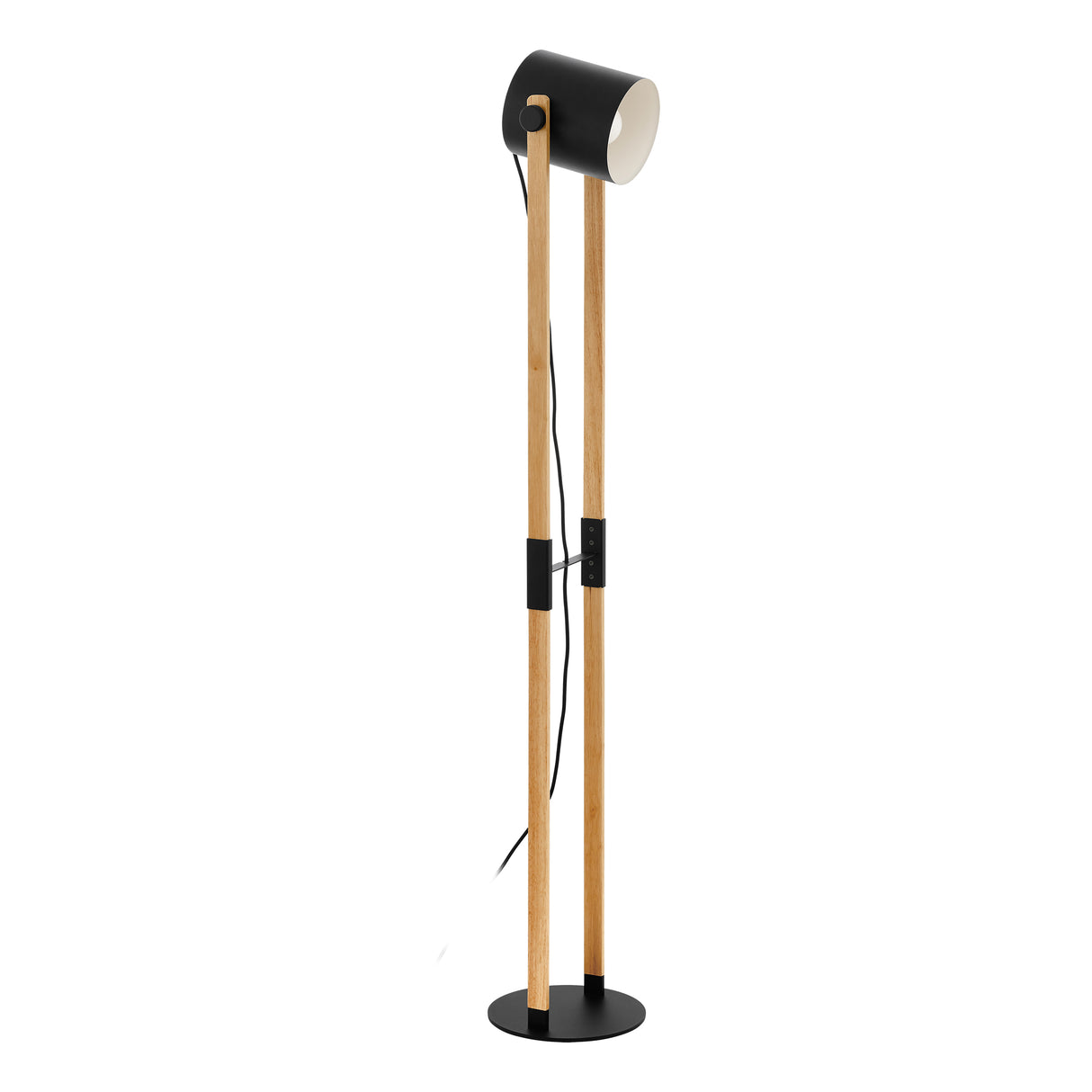 Eglo EU Hornwood 1-Light Retro Wood And Black Steel Floor Lamp