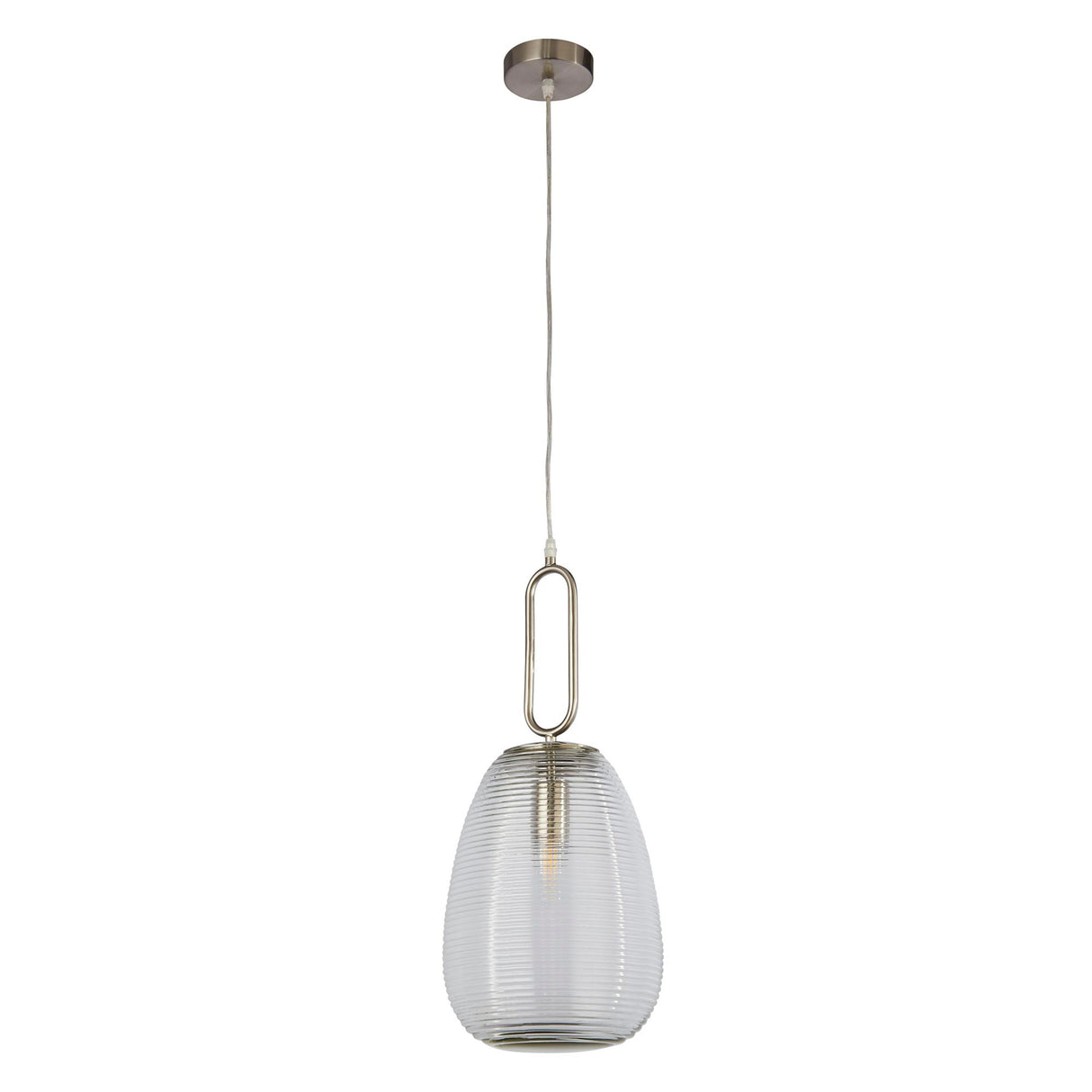 Searchlight Electric Elixir Pendant - Satin Nickel Metal & Ribbed Glass 43581-1SN