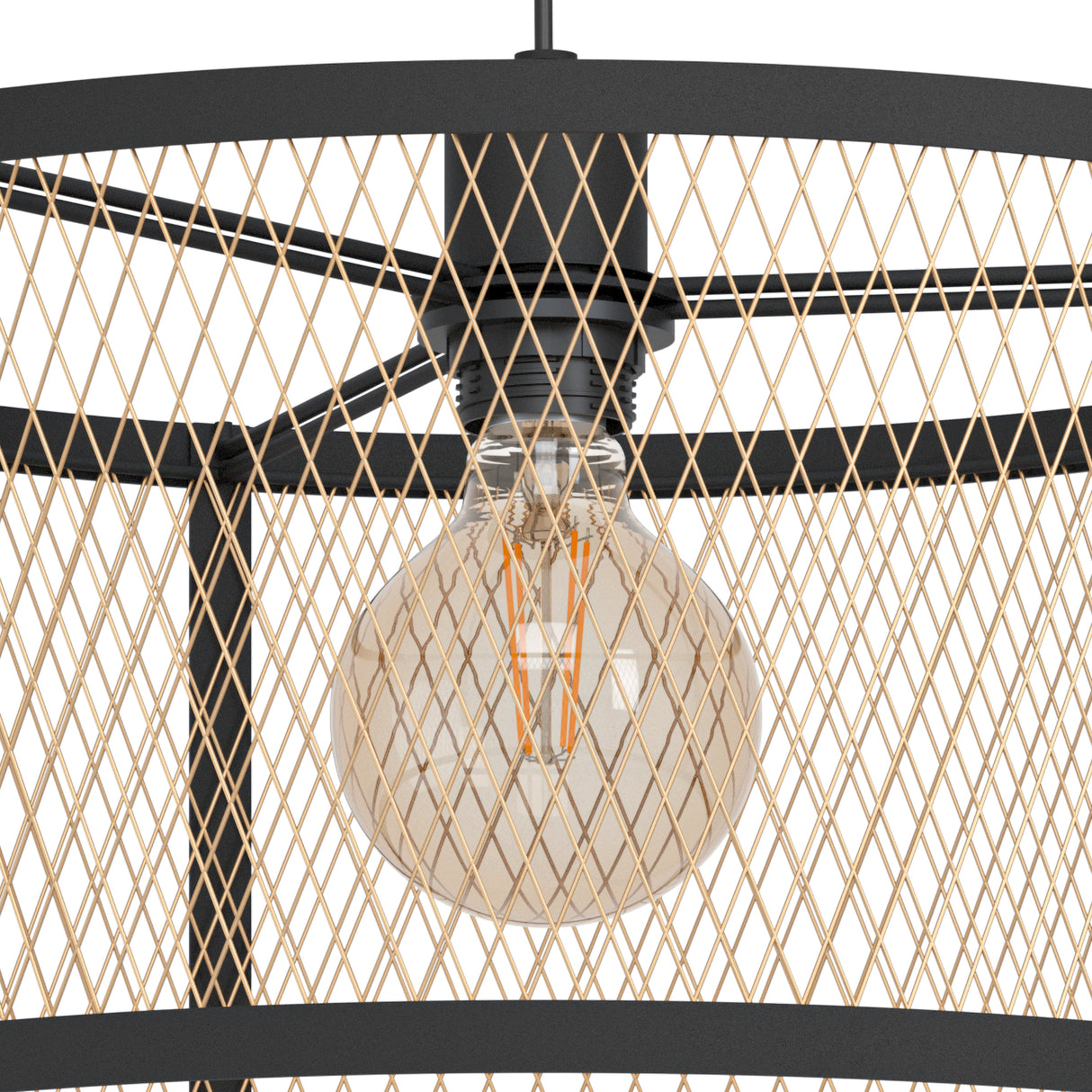 Eglo EU Dellow Single Pendant Light E27 Black Brass