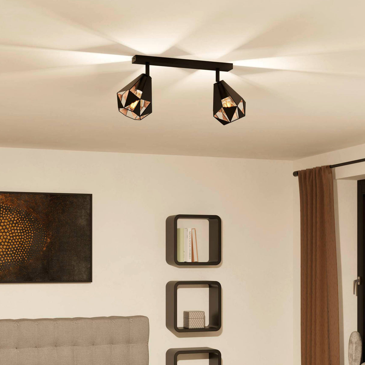 Eglo EU Carlton 7 2-Light Spotlight E27 Copper Antique