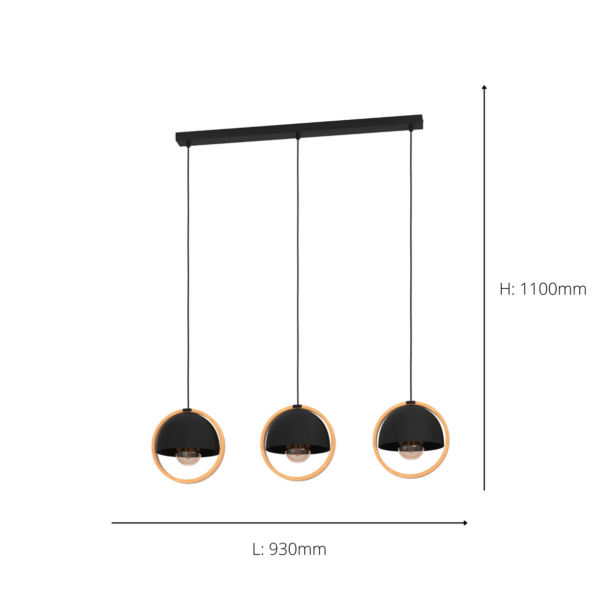 Eglo EU Callow Black 3 light Pendant