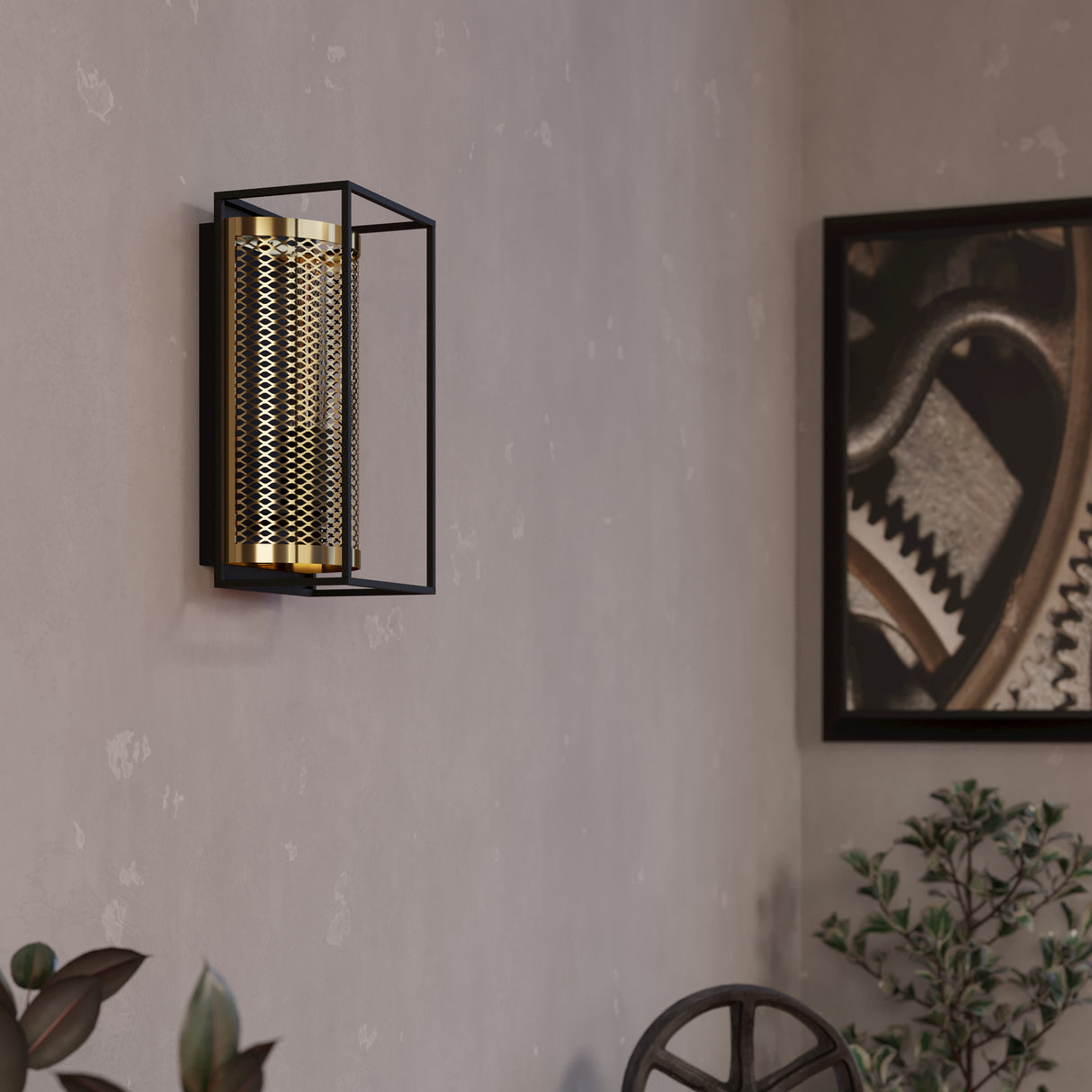 Eglo EU NOHALES Wall Light – Vintage Black & Brass Steel, E27, Indoor Lighting