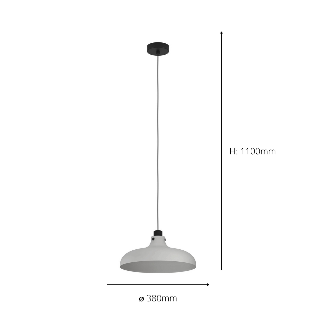 Eglo EU MATLOCK Pendant Ceiling Light – Vintage Grey & Black Steel, E27, Textile Cable, Indoor Lighting