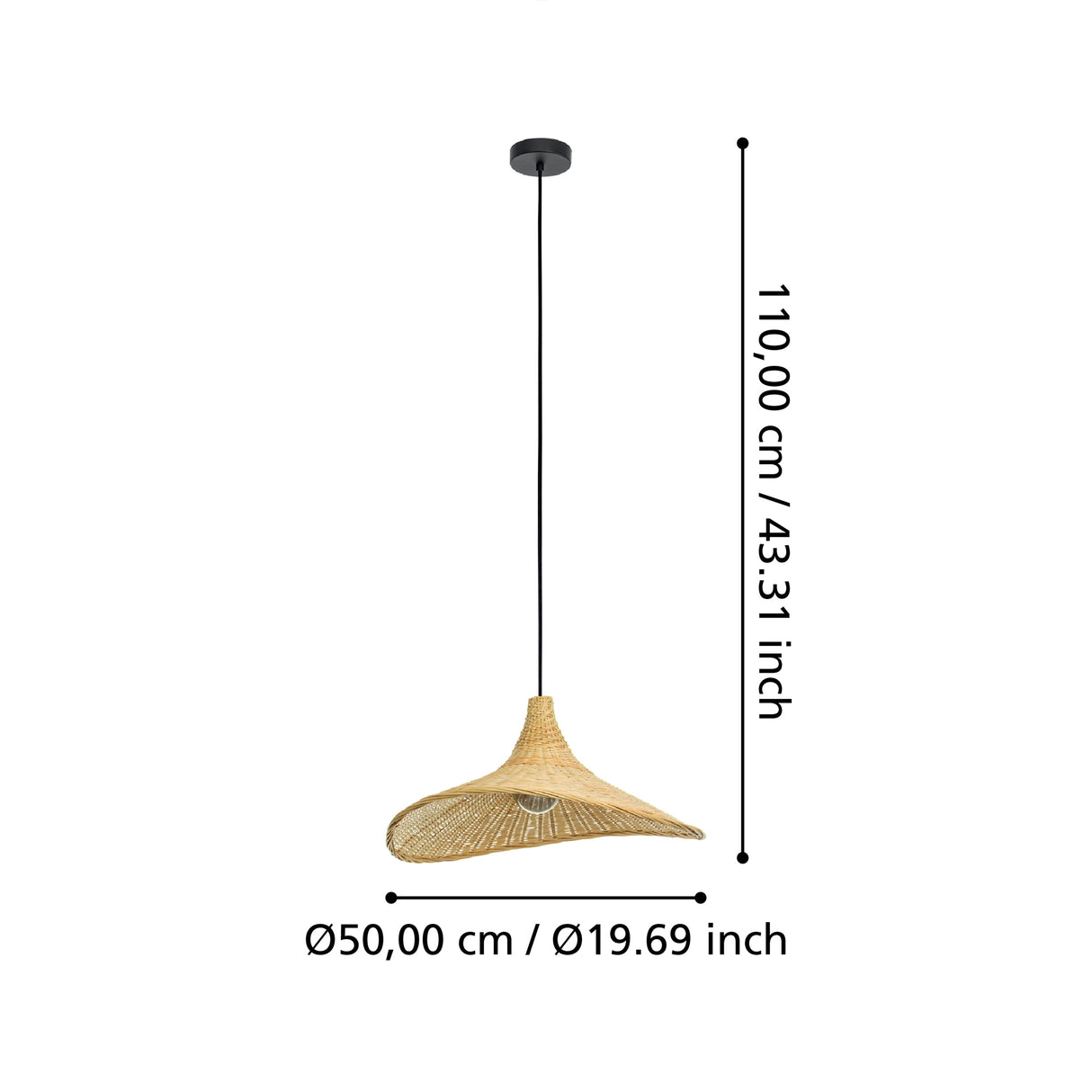Eglo EU Haxey Natural Wicker Contemporary Pendant Light