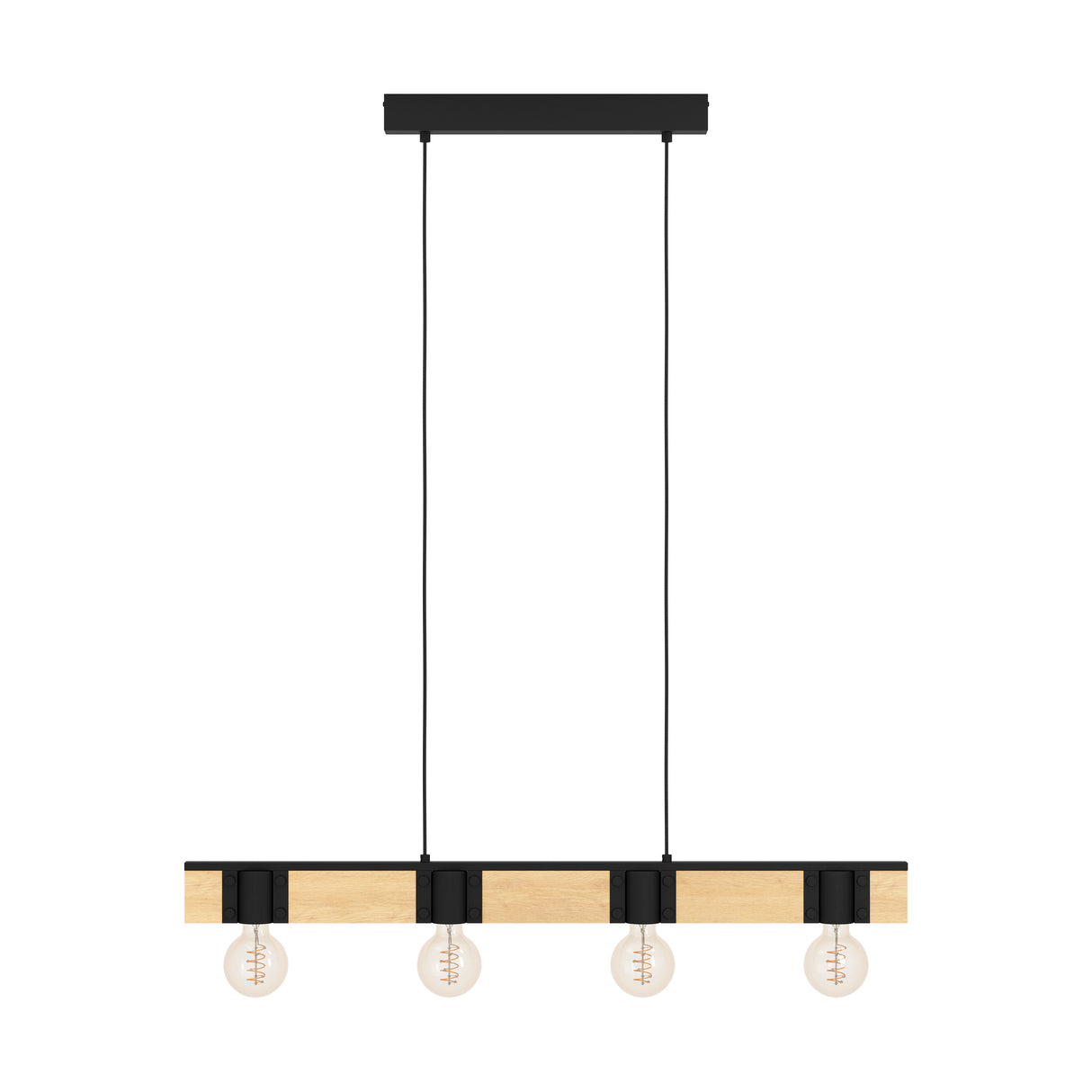 Eglo EU Bailrigg Steel & Wood Industrial Style Pendant