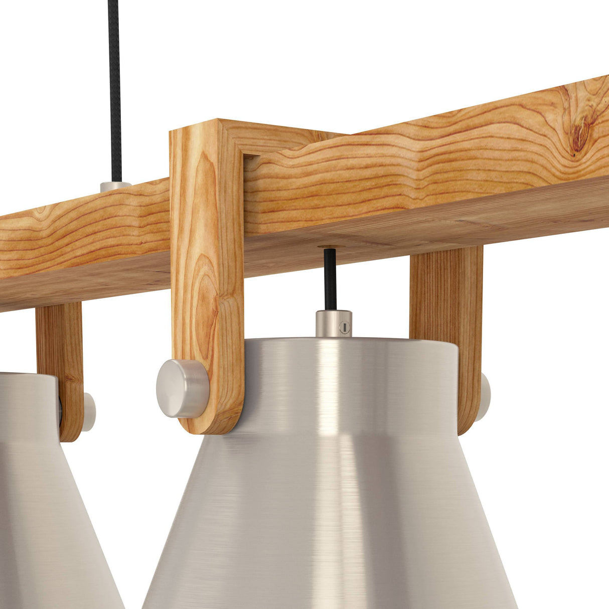 Eglo EU Cawton Industrial Wood and Steel 3-Light Pendant