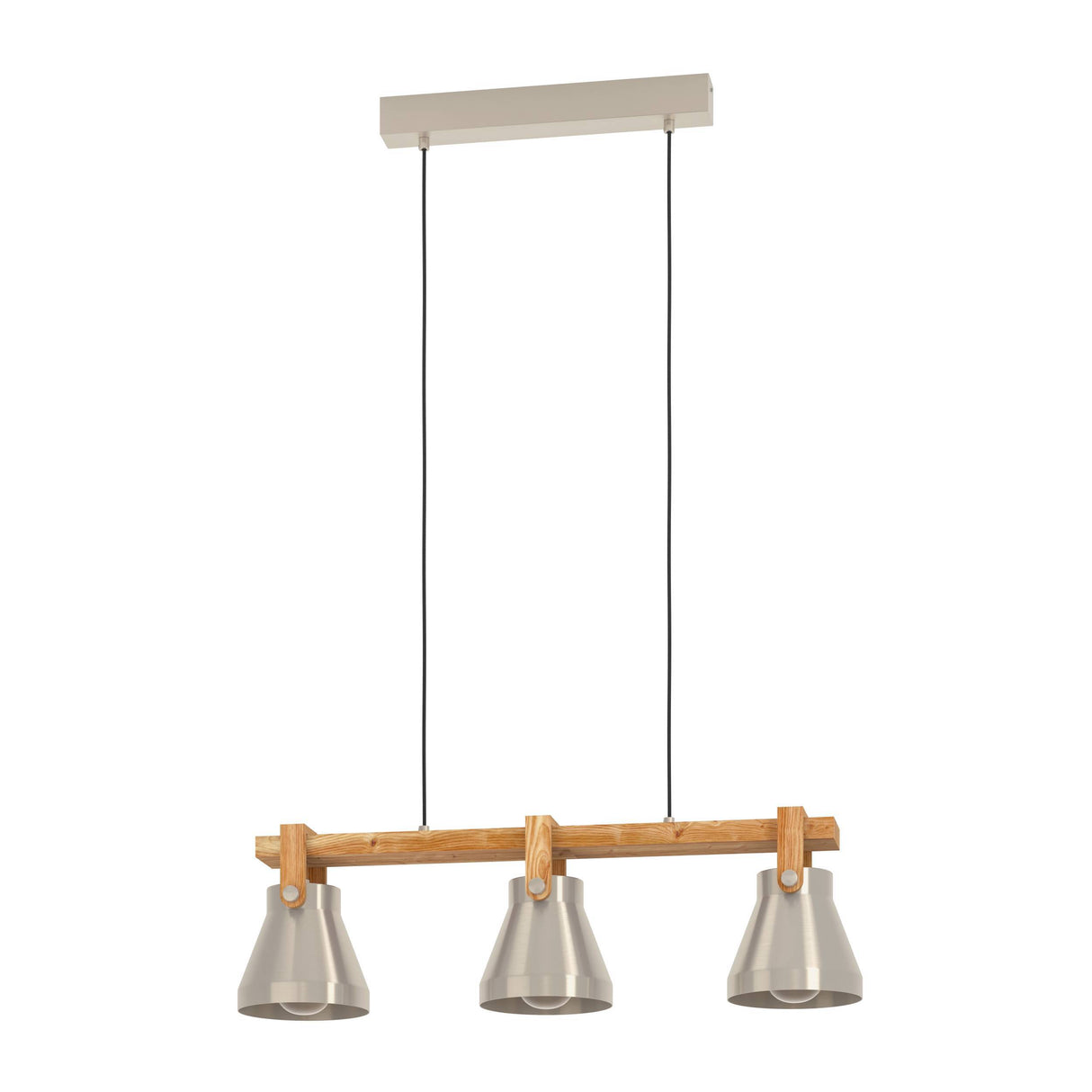 Eglo EU Cawton Industrial Wood and Steel 3-Light Pendant
