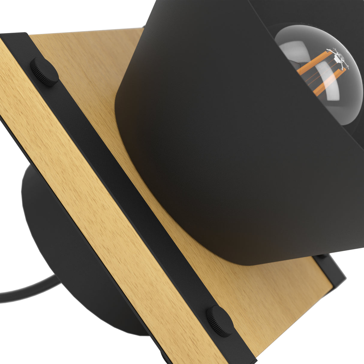 Eglo EU MACCLES Table Light – Black Steel & Wood, E27, Vintage Indoor Table Lamp