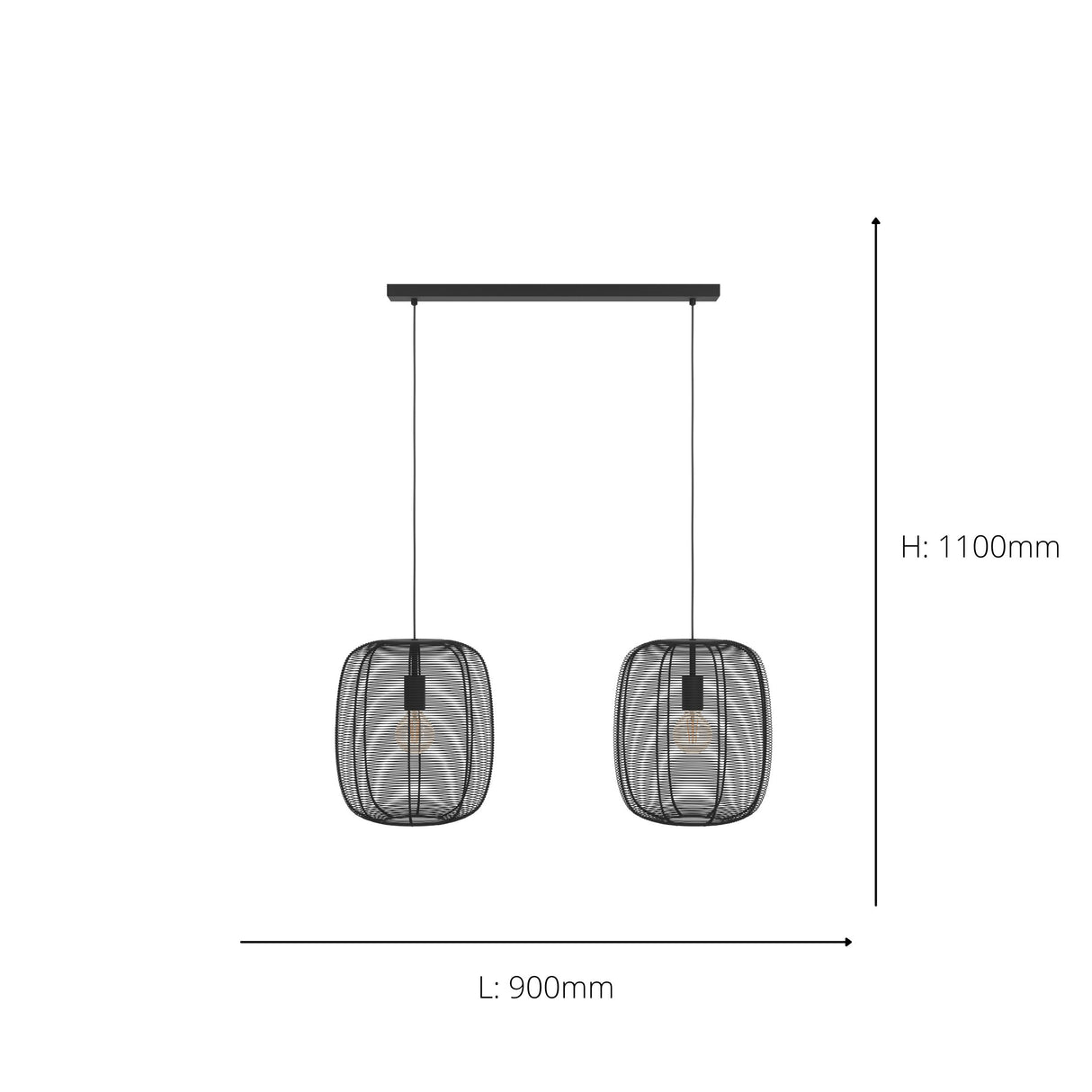 Eglo EU Rinroe Black Steel Wire 2-Light Pendant