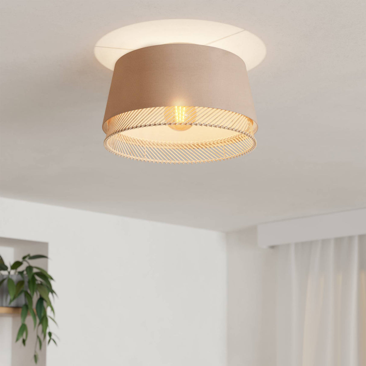 Eglo EU Tabley Black Steel & Fabric Contemporary Ceiling Light