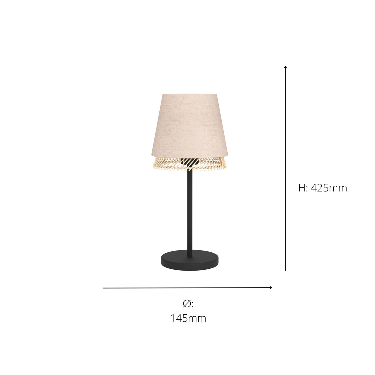 Eglo EU Tabley Black Steel & Fabric Contemporary Table Lamp