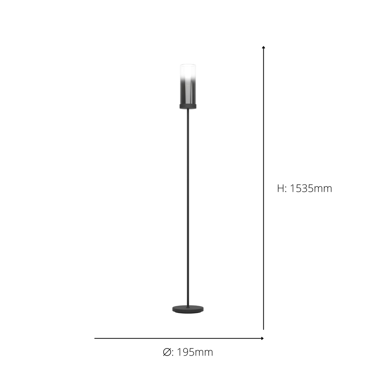 Eglo EU TOOTHILL Floor Lamp – Vintage Black Steel Frame with Smoked Glass Shade, E27, Foot Switch