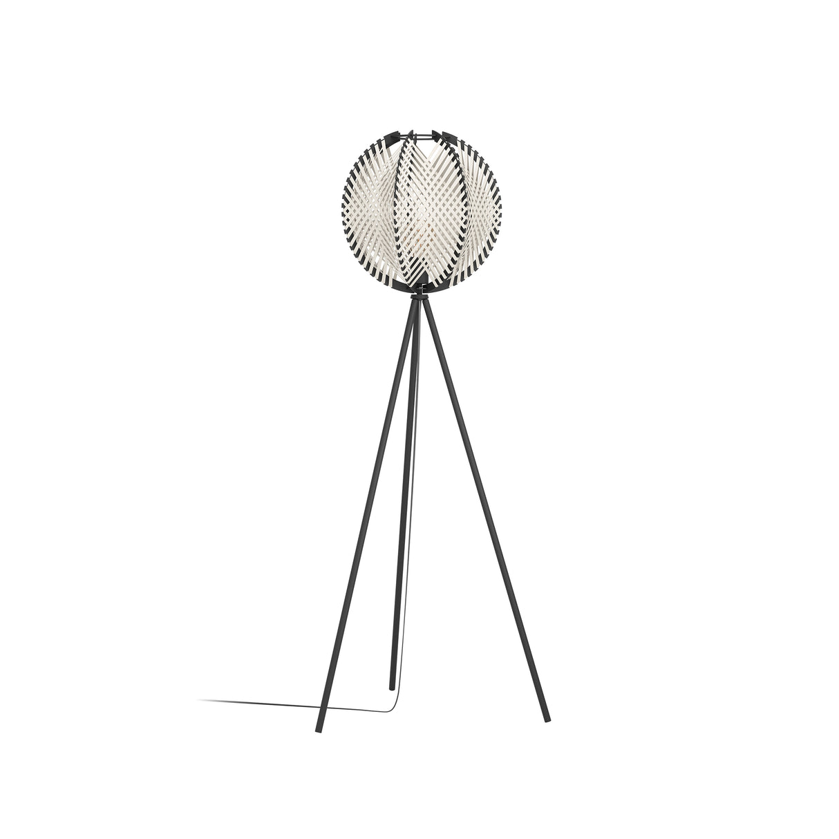Eglo EU WAVERTON Floor Lamp – Vintage Black Fabric & Wood Shade, E27, Foot Switch, Indoor Lighting