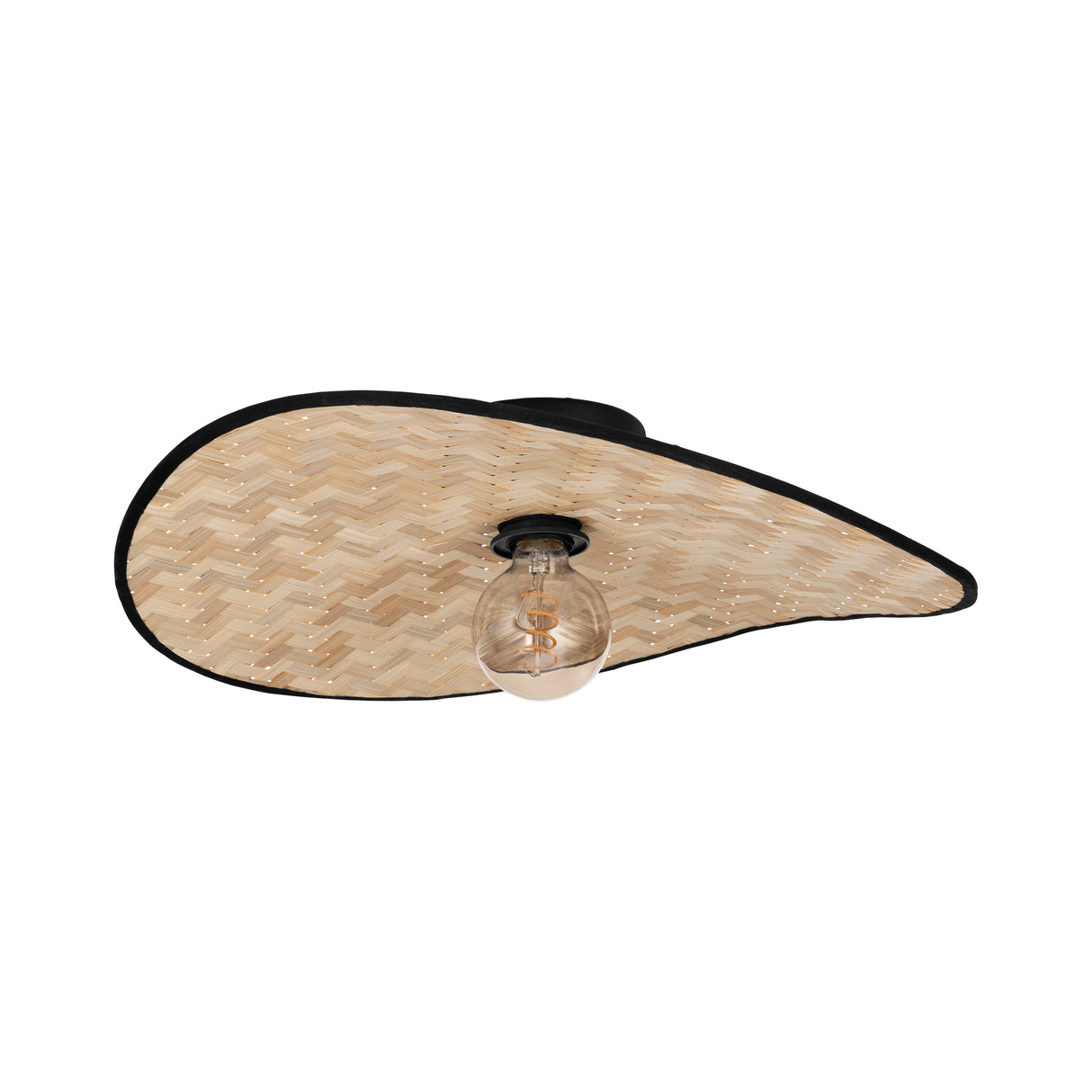 Eglo EU Marywell Ceiling Light – Vintage Black Steel & Wood Design, E27 Fitting