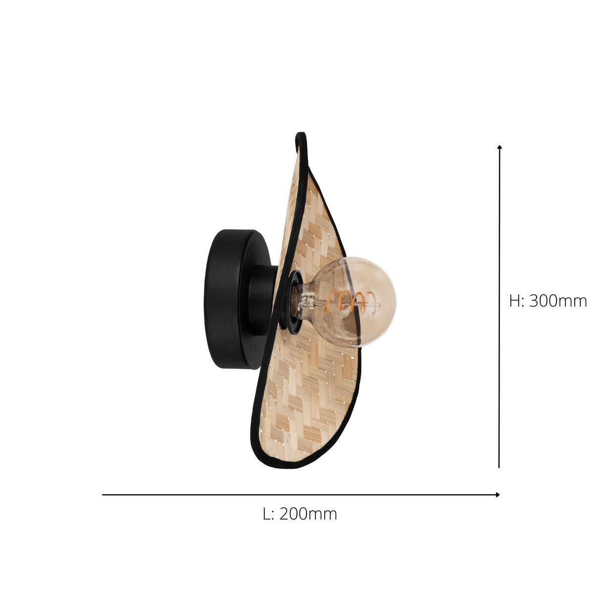 Eglo EU Marywell Wall Light – Vintage Black Steel & Wood Design, E27 Fitting
