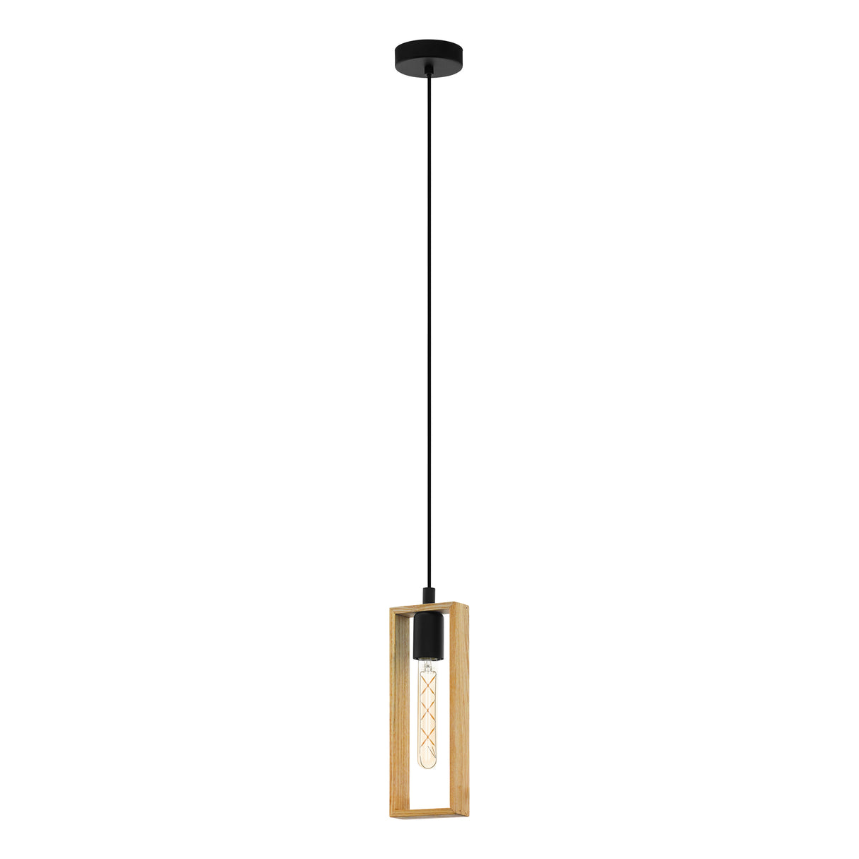 Eglo EU Littleton E27 Black Wood Wall Single Pendant, 10cm