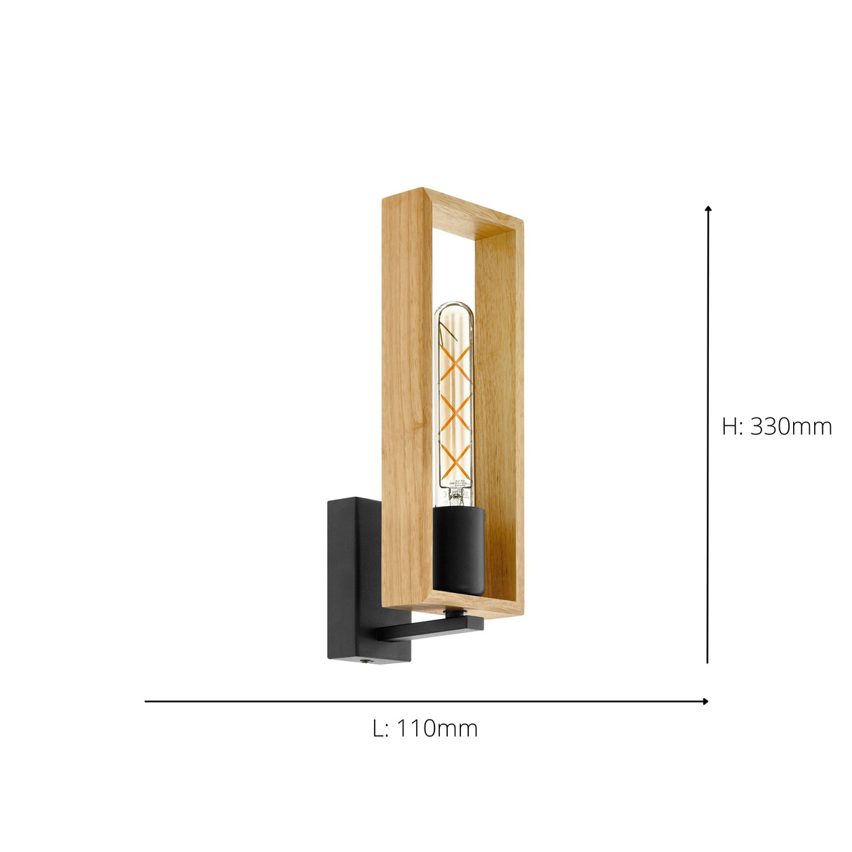 Eglo EU Littleton E27 Black Wood Wall Light