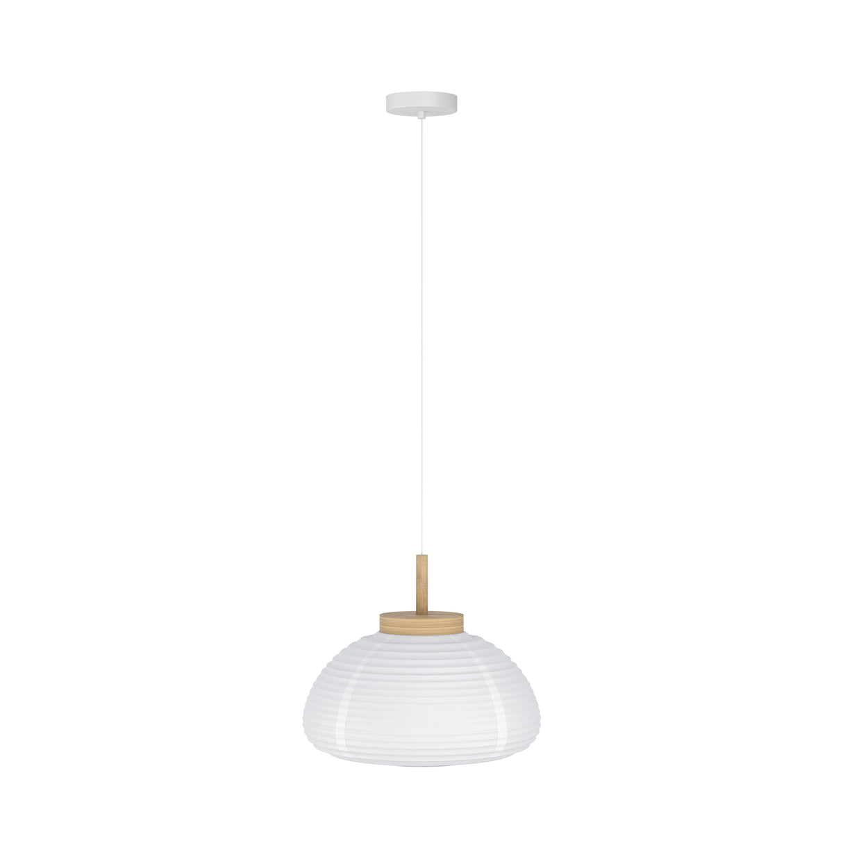 Eglo EU Summerhill Wood & Paper Vintage Pendant Light, 55cm