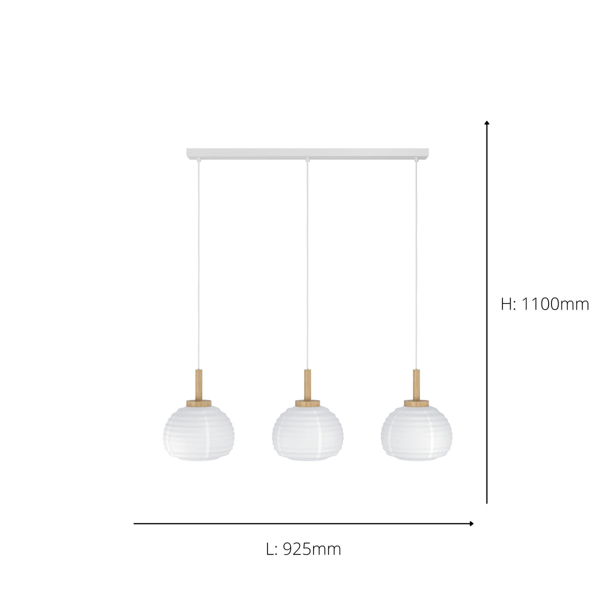 Eglo EU Summerhill Wood & Paper Vintage 3-Light Pendant