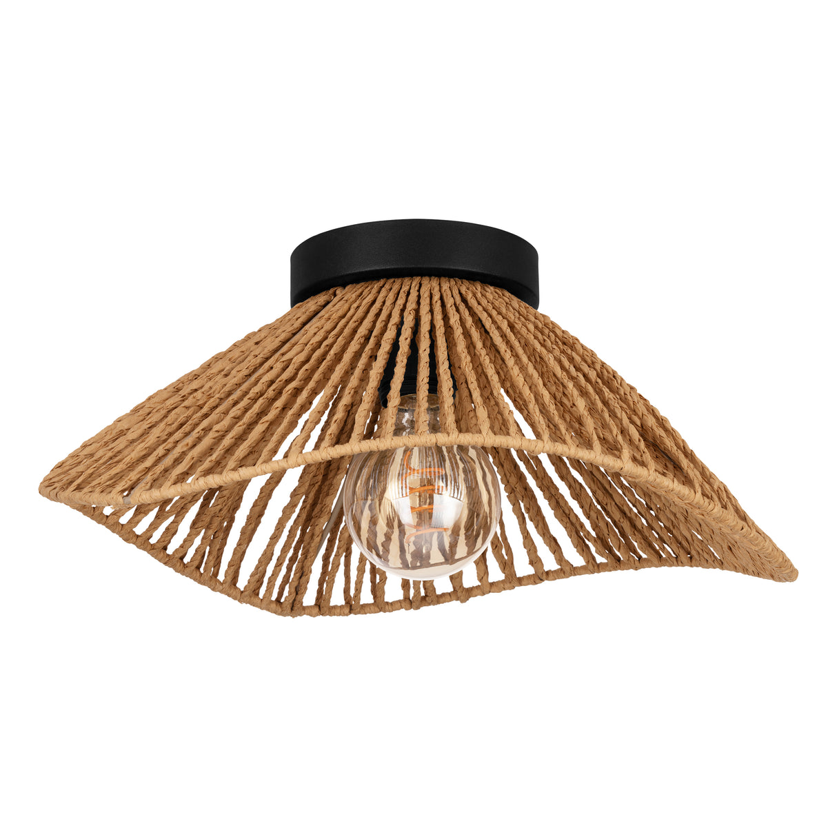 Eglo EU Lavister Black Steel & Natural Paper Contemporary Ceiling Light